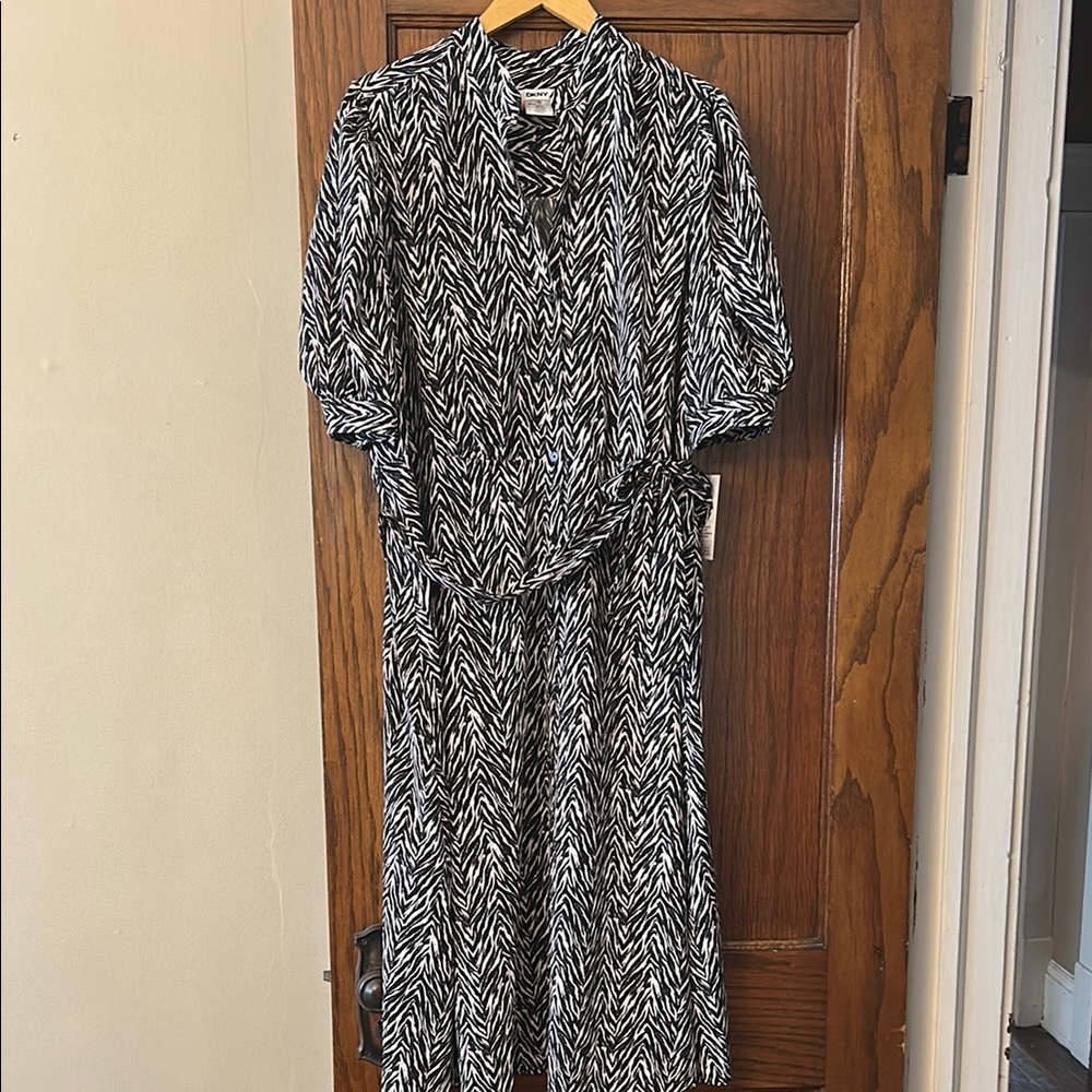 DKNY Elegant Zebra Print Dress